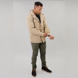Men's Tan Hooded Utility Jacket